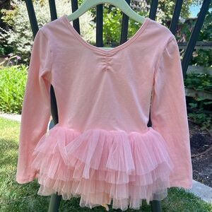 Pink Long Sleeve Tulle Kids Ballet Outfit